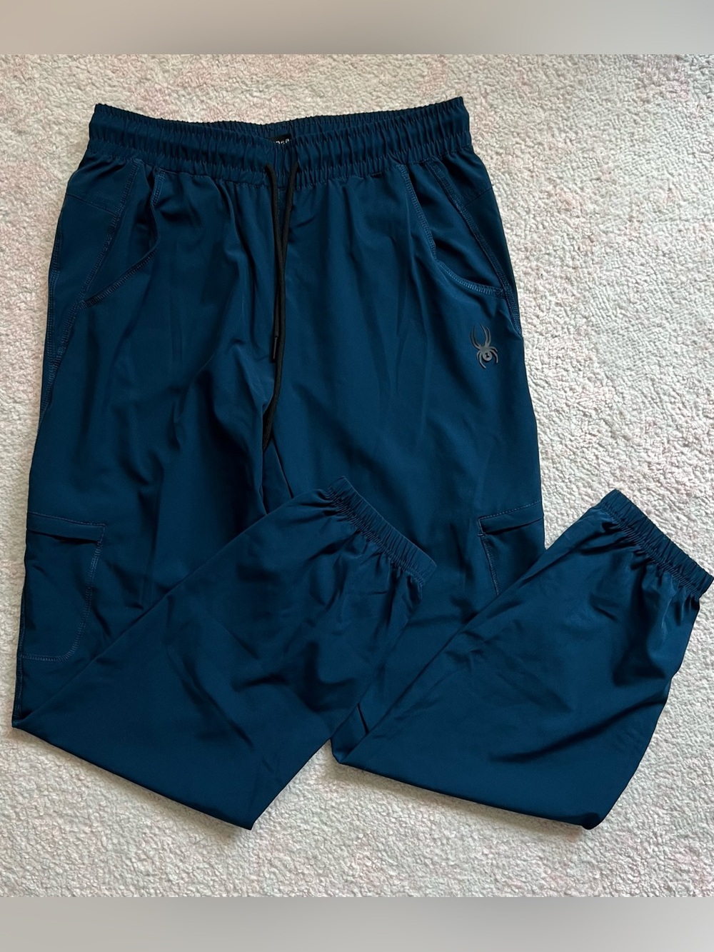 Spyder Active Men's Lightweight Stretch Cargo Joggers Teal Blue Size Small